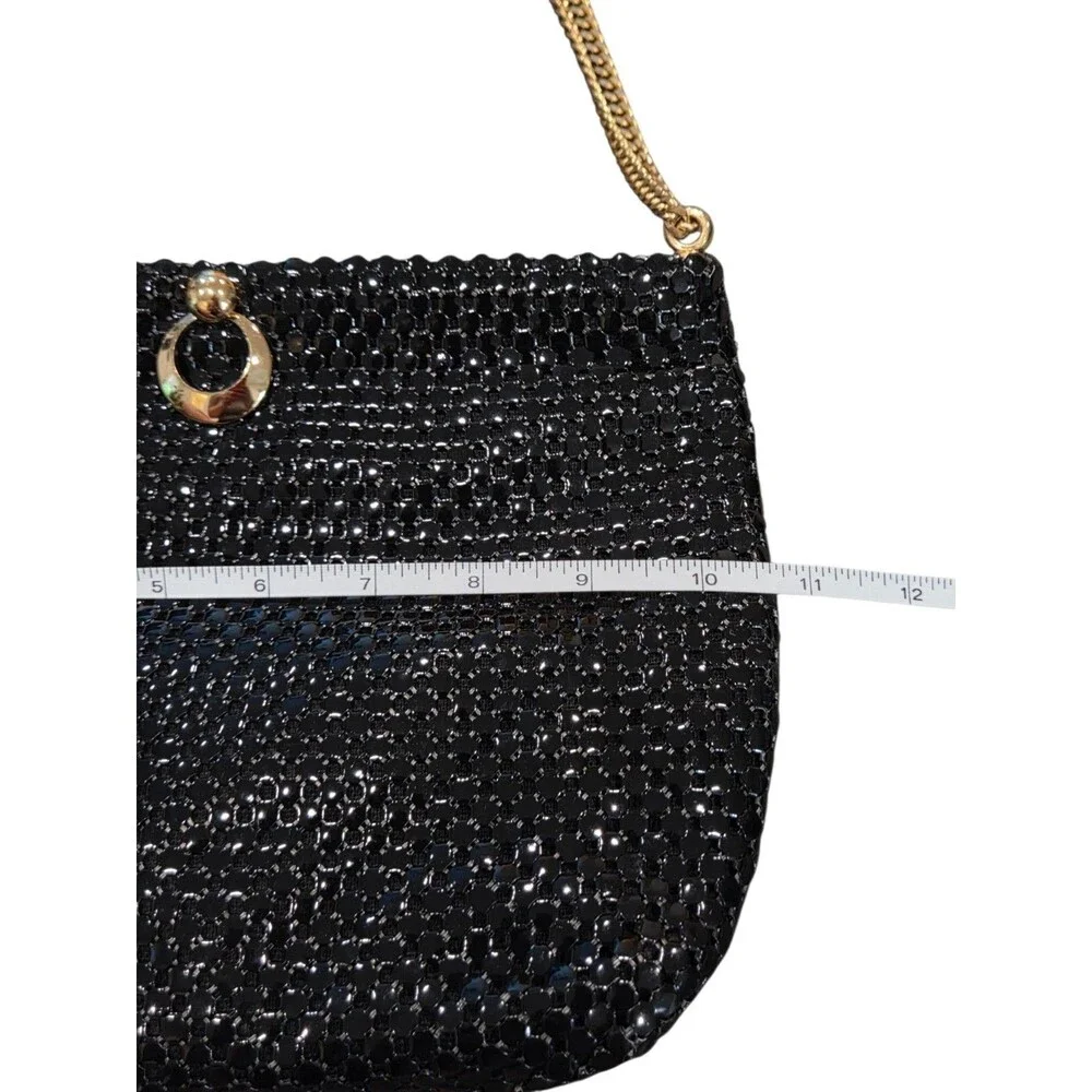 Vintage 1960s Whiting & Davis Black Metal Mesh Evening Bag